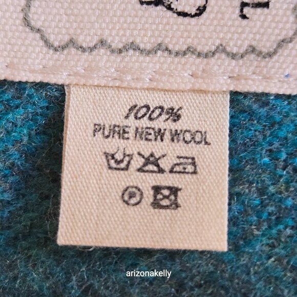 NWOT Avoca Wool Plaid Herringbone Blue Green Woven Scarf - Picture 14 of 14